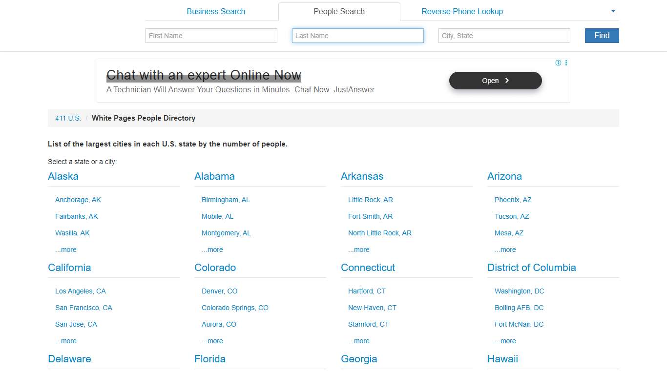 U.S. White Pages People Directory - 411.info™